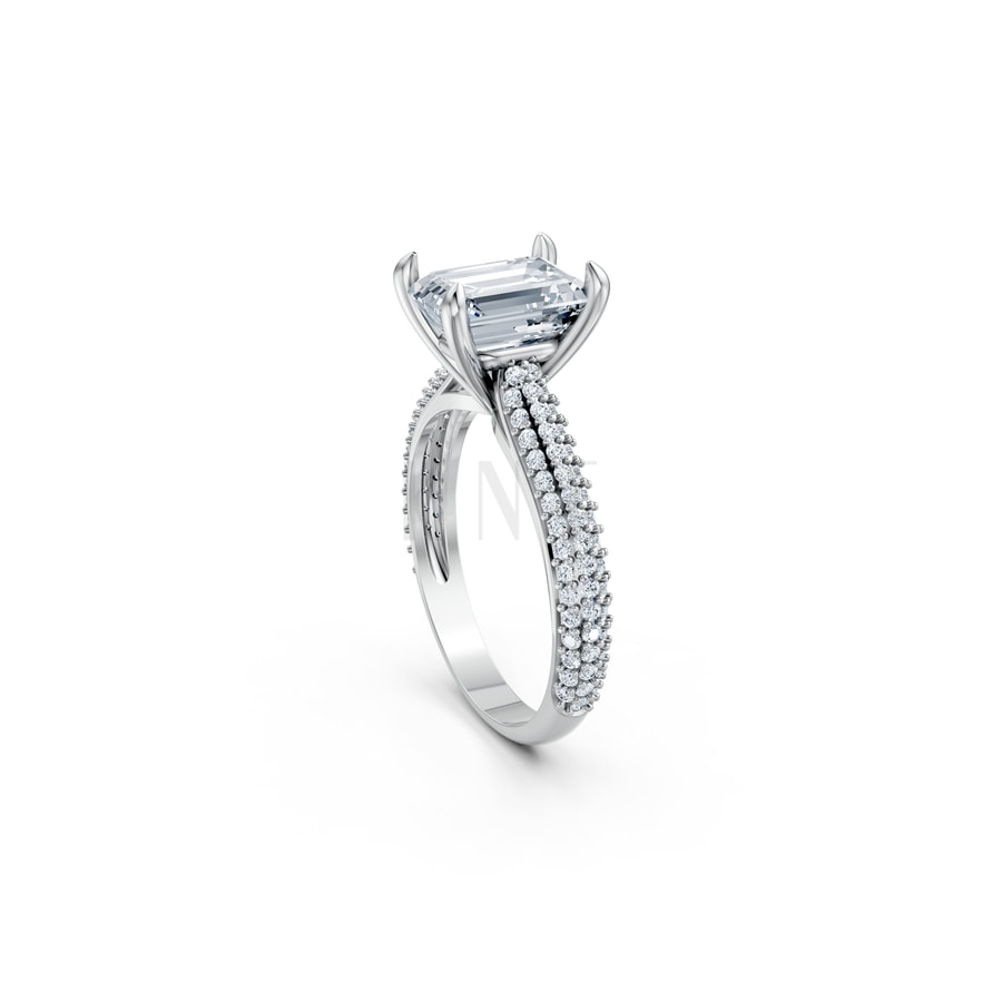 Nhẫn đính hôn đá Moissanite RM18 – ANYA vàng trắng White Gold vàng sáng, đường nét sắc sảo, tinh tế