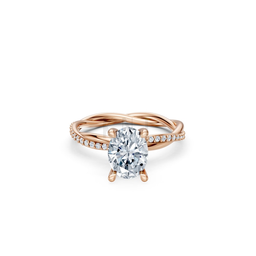 Nhẫn đính hôn đá Moissanite RM2 vàng hồng Rose Gold thiết kế đối xứng, phong cách, ấn tượng