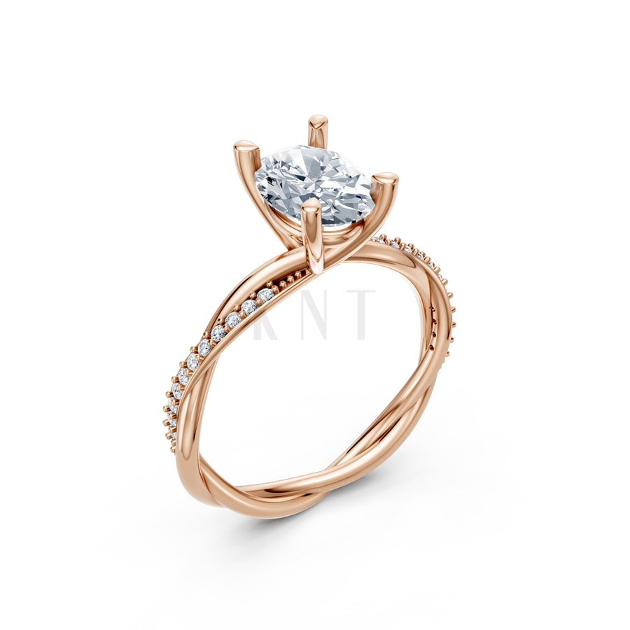 Nhẫn đính hôn đá Moissanite RM2 vàng hồng Rose Gold họa tiết ấn tượng, cá tính