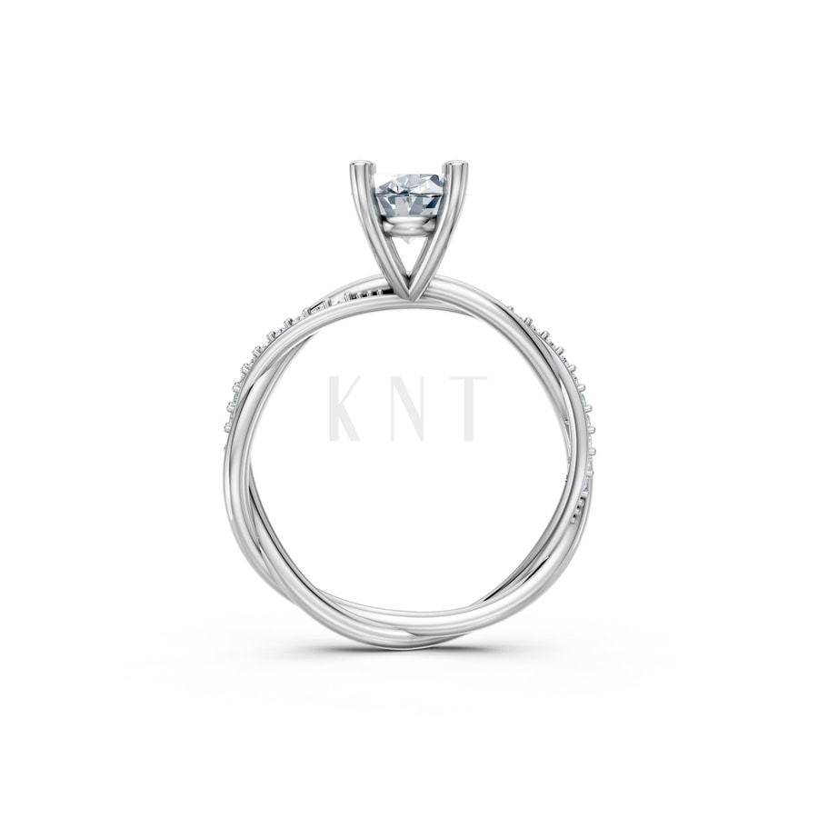 Nhẫn đính hôn đá Moissanite RM2 vàng trắng White Gold kiểu dáng cá tính, hiện đại
