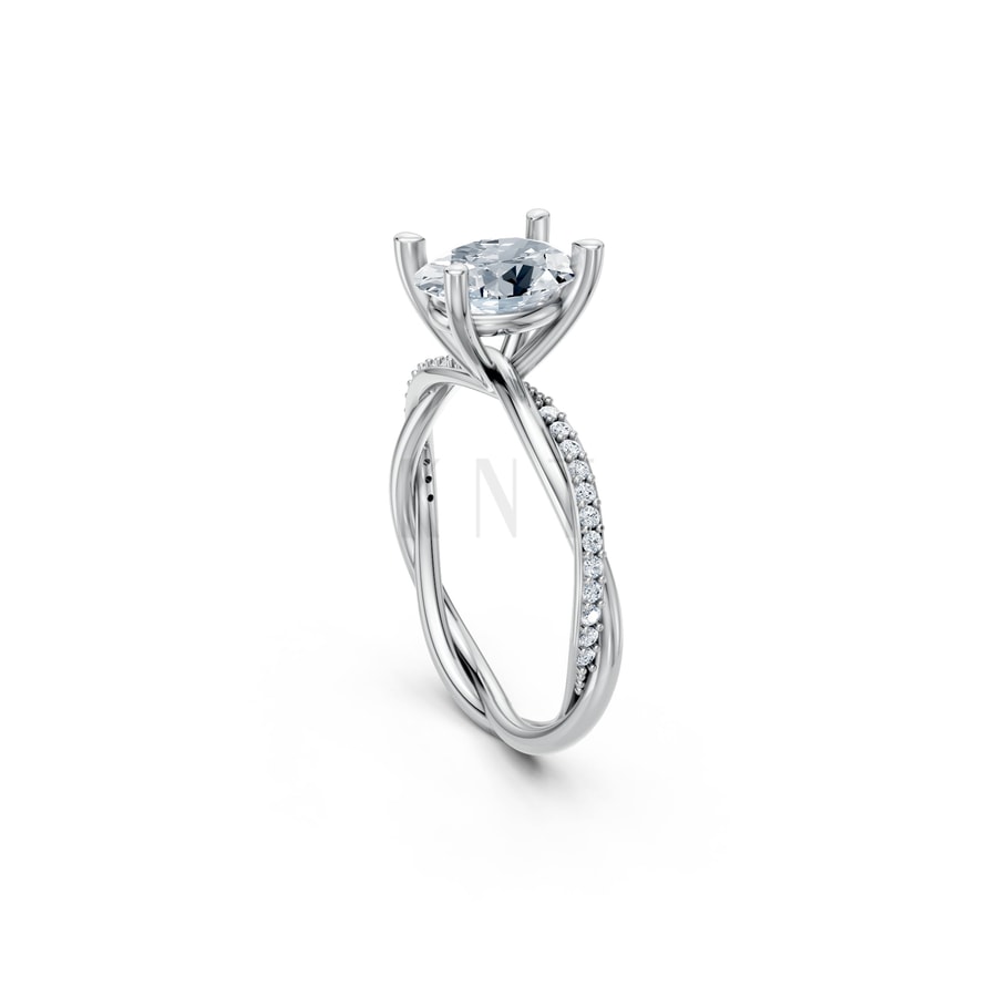 Nhẫn đính hôn đá Moissanite RM2 vàng trắng White Gold vàng sáng, đường nét sắc sảo, tinh tế