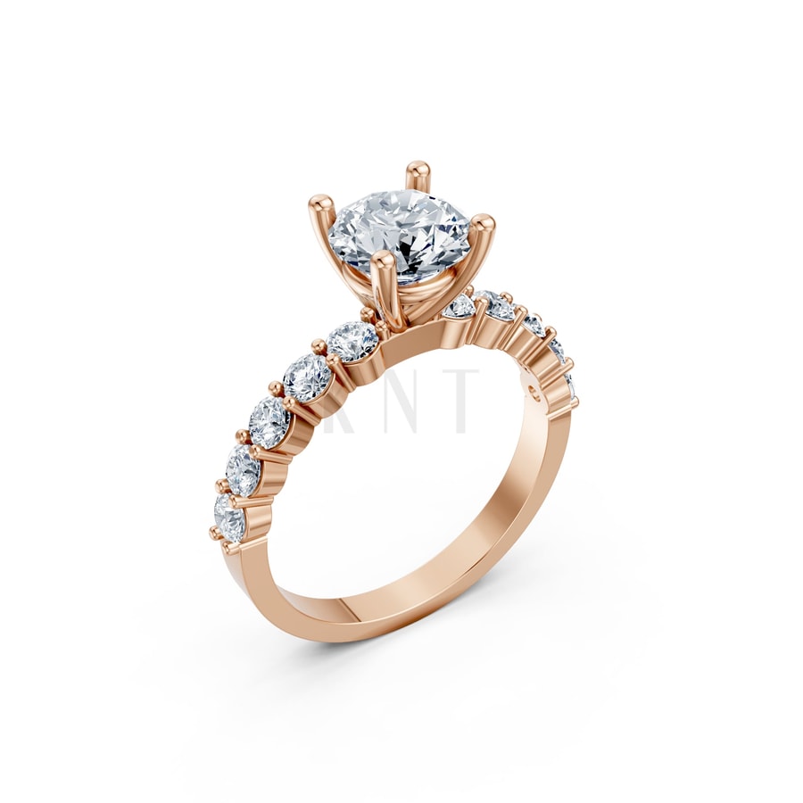 Nhẫn đính hôn đá Moissanite RM21 – ANTONELLA vàng hồng Rose Gold họa tiết ấn tượng, cá tính
