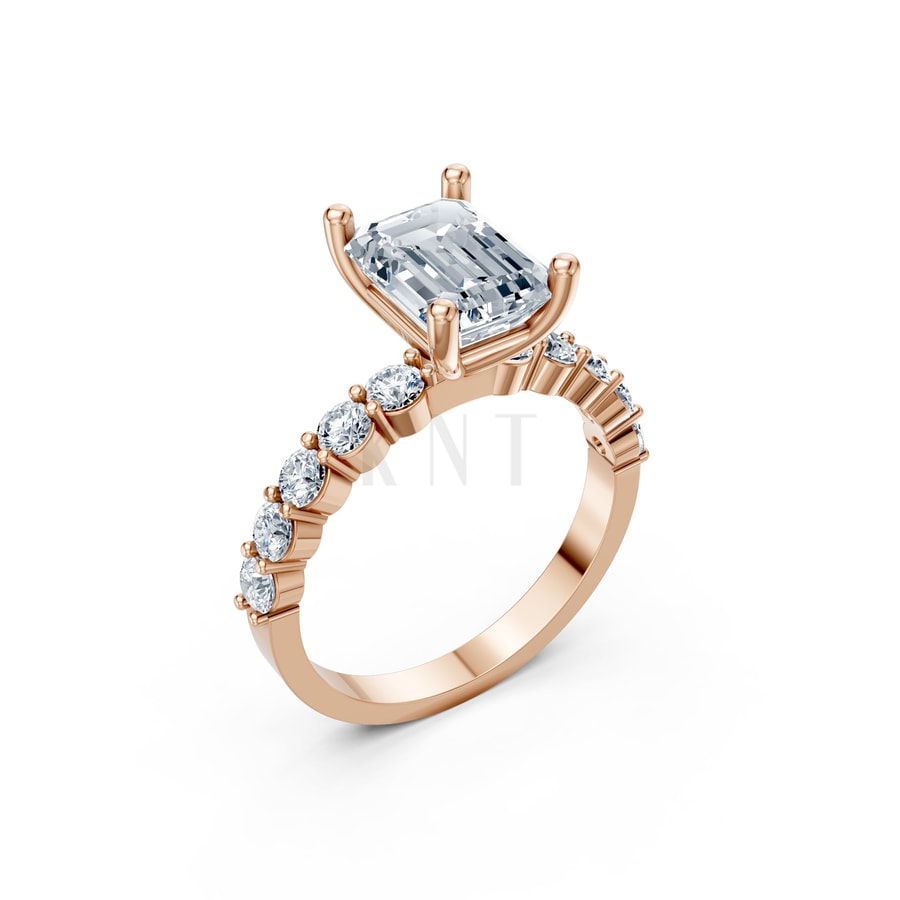 Nhẫn đính hôn đá Moissanite RM23 – ANNIKA vàng hồng Rose Gold họa tiết ấn tượng, cá tính