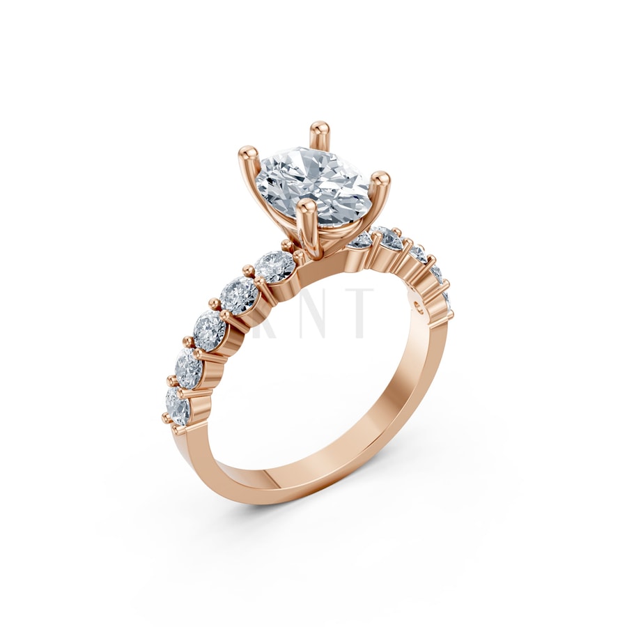 Nhẫn đính hôn đá Moissanite RM24 – ANNE vàng hồng Rose Gold họa tiết ấn tượng, cá tính