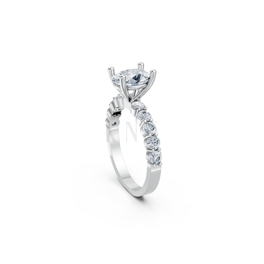 Nhẫn đính hôn đá Moissanite RM24 – ANNE vàng trắng White Gold vàng sáng, đường nét sắc sảo, tinh tế