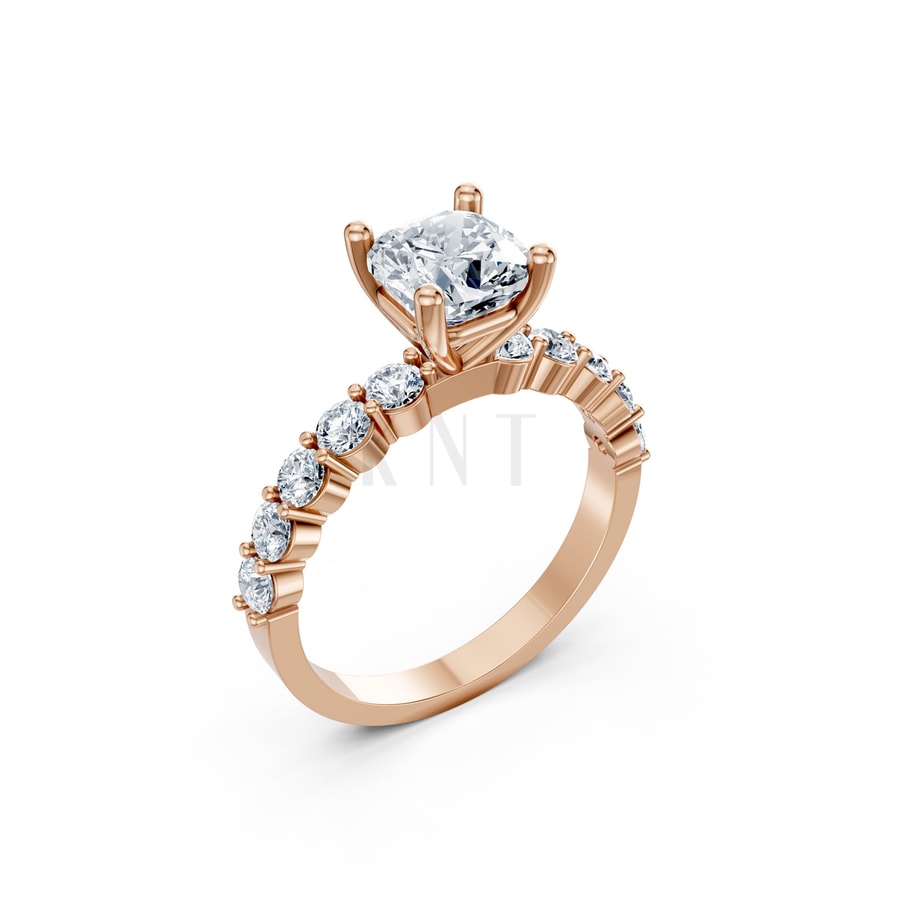 Nhẫn đính hôn đá Moissanite RM25 – AMANDA vàng hồng Rose Gold họa tiết ấn tượng, cá tính