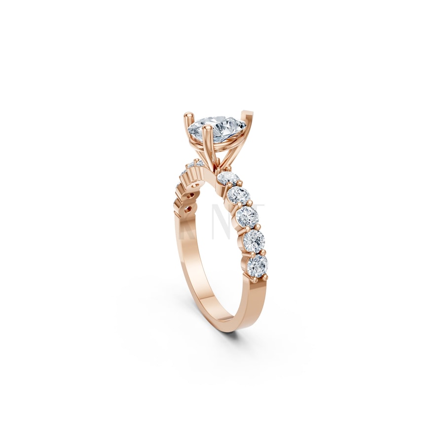 Nhẫn đính hôn đá Moissanite RM26 – AMALIA vàng hồng Rose Gold phong cách trẻ trung, nổi bật