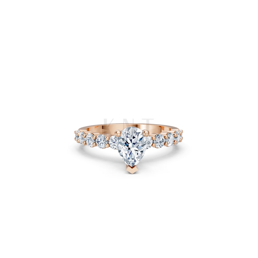 Nhẫn đính hôn đá Moissanite RM26 – AMALIA vàng hồng Rose Gold thiết kế đối xứng, phong cách, ấn tượng