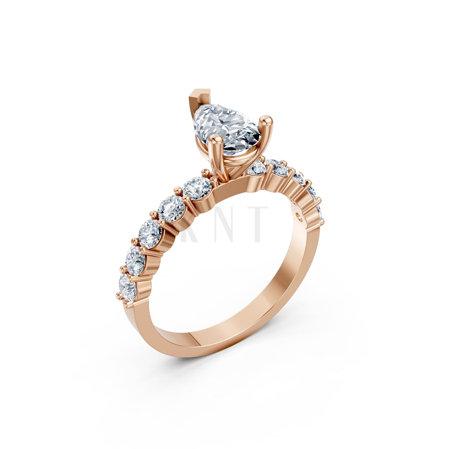 Nhẫn đính hôn đá Moissanite RM26 – AMALIA vàng hồng Rose Gold họa tiết ấn tượng, cá tính