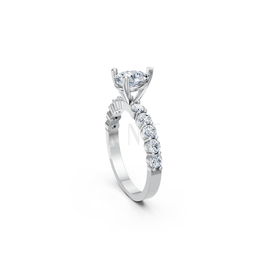 Nhẫn đính hôn đá Moissanite RM26 – AMALIA vàng trắng White Gold vàng sáng, đường nét sắc sảo, tinh tế