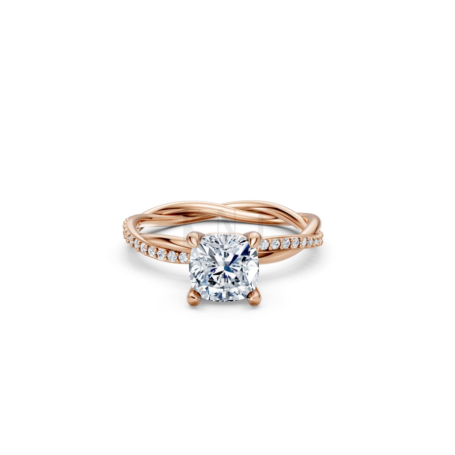 Nhẫn đính hôn đá Moissanite RM3 vàng hồng Rose Gold thiết kế đối xứng, phong cách, ấn tượng