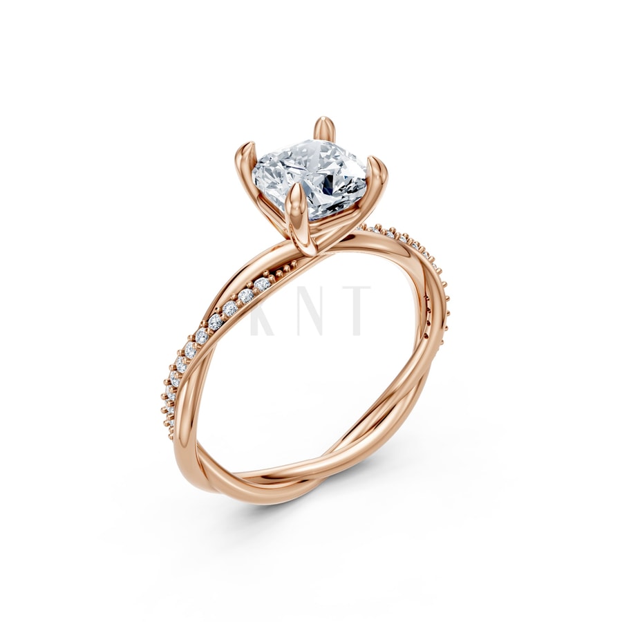 Nhẫn đính hôn đá Moissanite RM3 vàng hồng Rose Gold họa tiết ấn tượng, cá tính