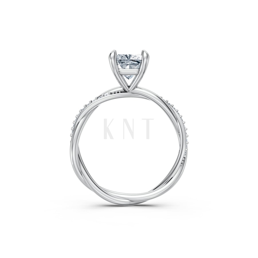Nhẫn đính hôn đá Moissanite RM3 vàng trắng White Gold kiểu dáng cá tính, hiện đại