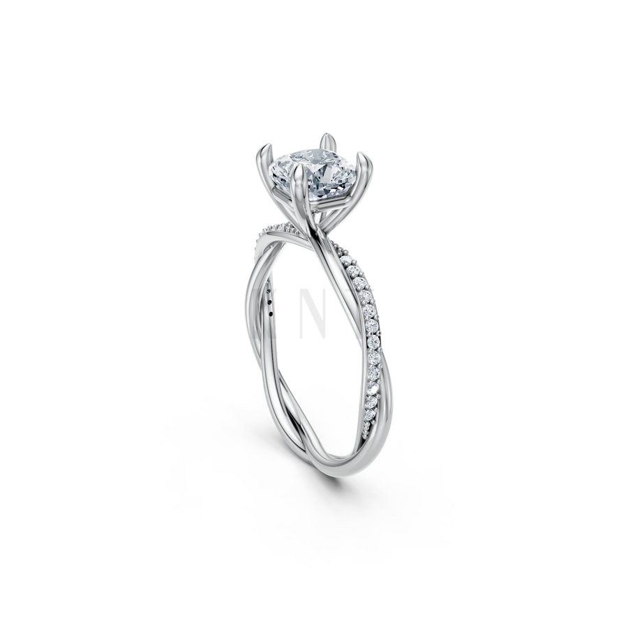 Nhẫn đính hôn đá Moissanite RM3 vàng trắng White Gold vàng sáng, đường nét sắc sảo, tinh tế