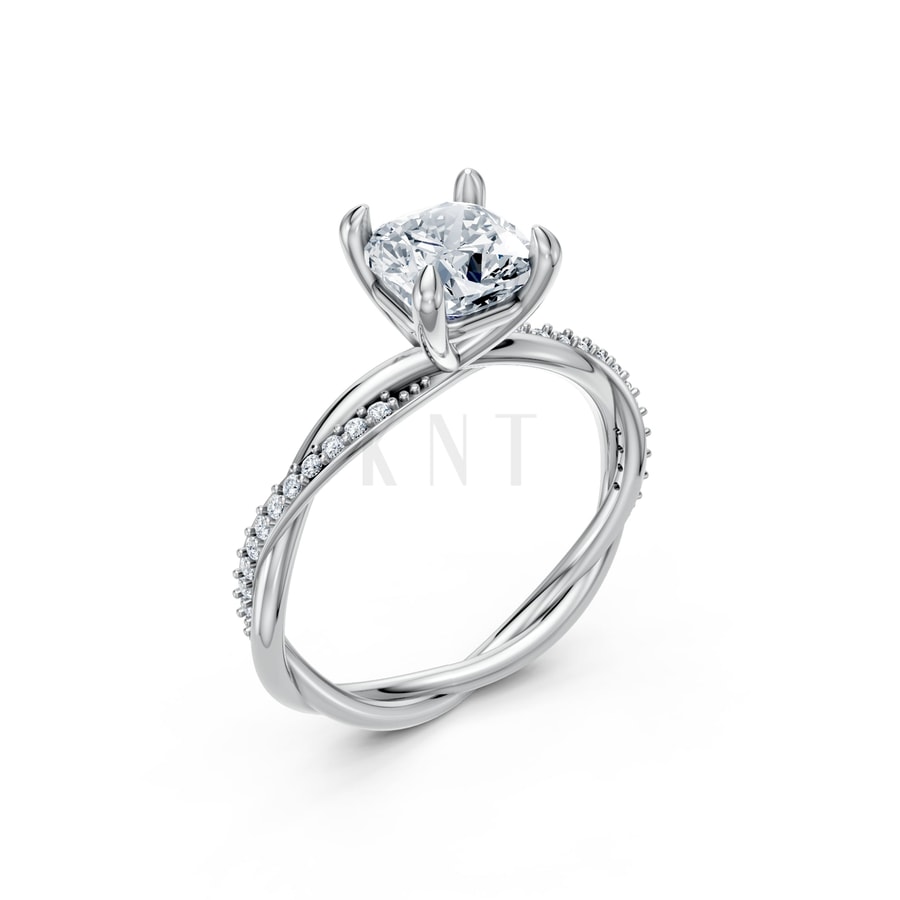 Nhẫn đính hôn đá Moissanite RM3 vàng trắng White Gold kiểu dáng hiện đại, nổi bật