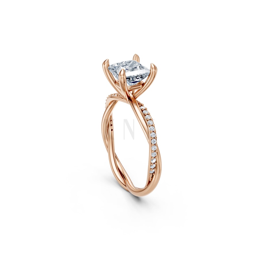 Nhẫn đính hôn đá Moissanite RM5 vàng hồng Rose Gold vàng đẹp, kiểu dáng trẻ trung, độc đáo