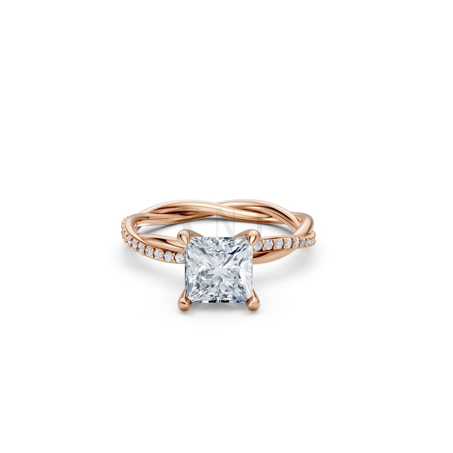 Nhẫn đính hôn đá Moissanite RM5 vàng hồng Rose Gold thiết kế đối xứng, phong cách, ấn tượng