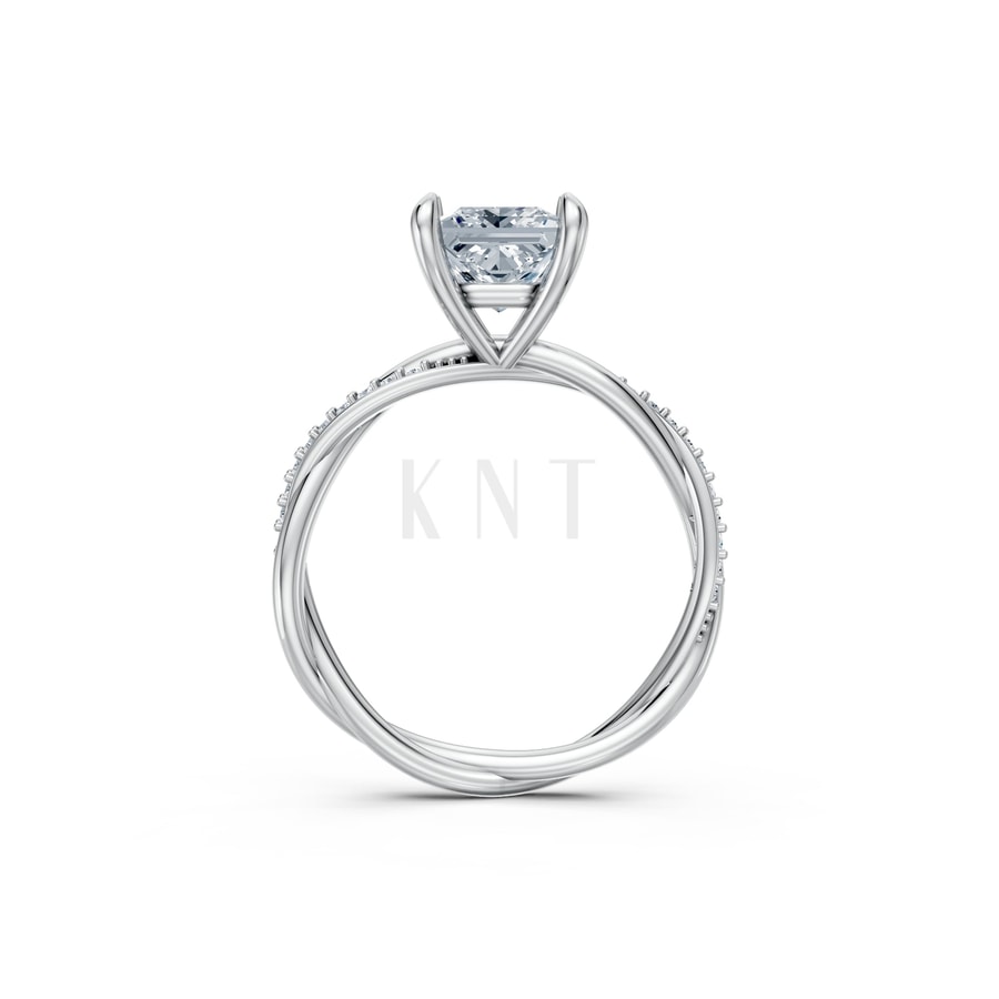 Nhẫn đính hôn đá Moissanite RM5 vàng trắng White Gold kiểu dáng cá tính, hiện đại