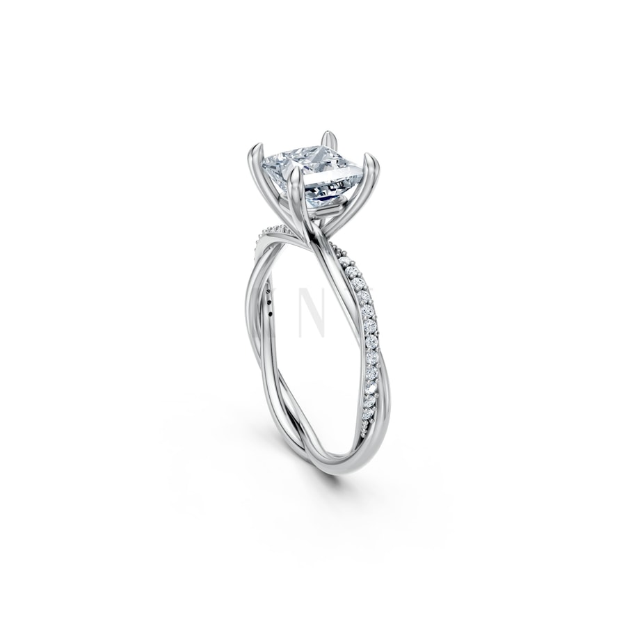 Nhẫn đính hôn đá Moissanite RM5 vàng trắng White Gold vàng sáng, đường nét sắc sảo, tinh tế