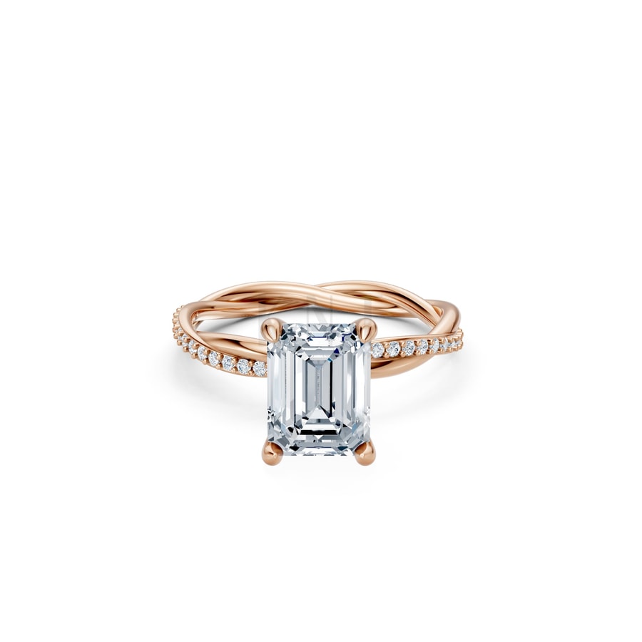 Nhẫn đính hôn đá Moissanite RM6 – AUBREY vàng hồng Rose Gold thiết kế đối xứng, phong cách, ấn tượng