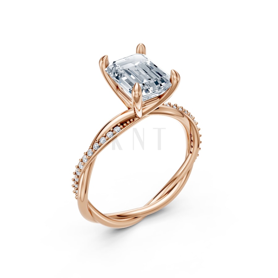 Nhẫn đính hôn đá Moissanite RM6 – AUBREY vàng hồng Rose Gold họa tiết ấn tượng, cá tính
