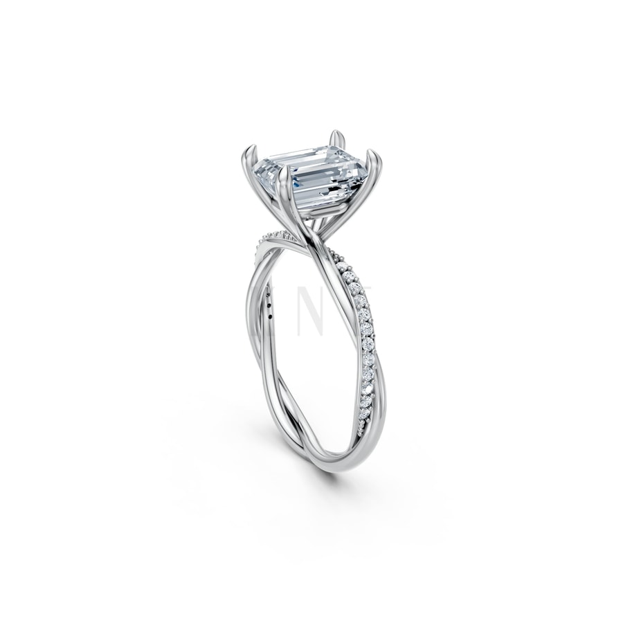 Nhẫn đính hôn đá Moissanite RM6 – AUBREY vàng trắng White Gold vàng sáng, đường nét sắc sảo, tinh tế
