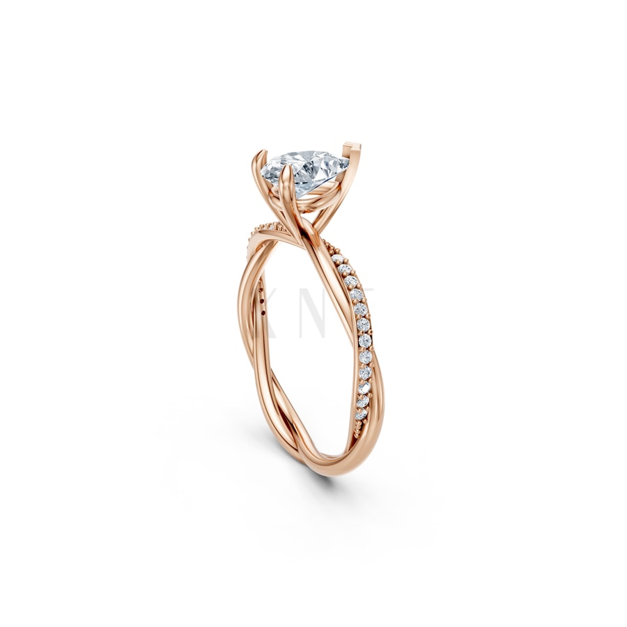 Nhẫn đính hôn đá Moissanite RM7 – AUBREE vàng hồng Rose Gold thiết kế đối xứng, phong cách, ấn tượng