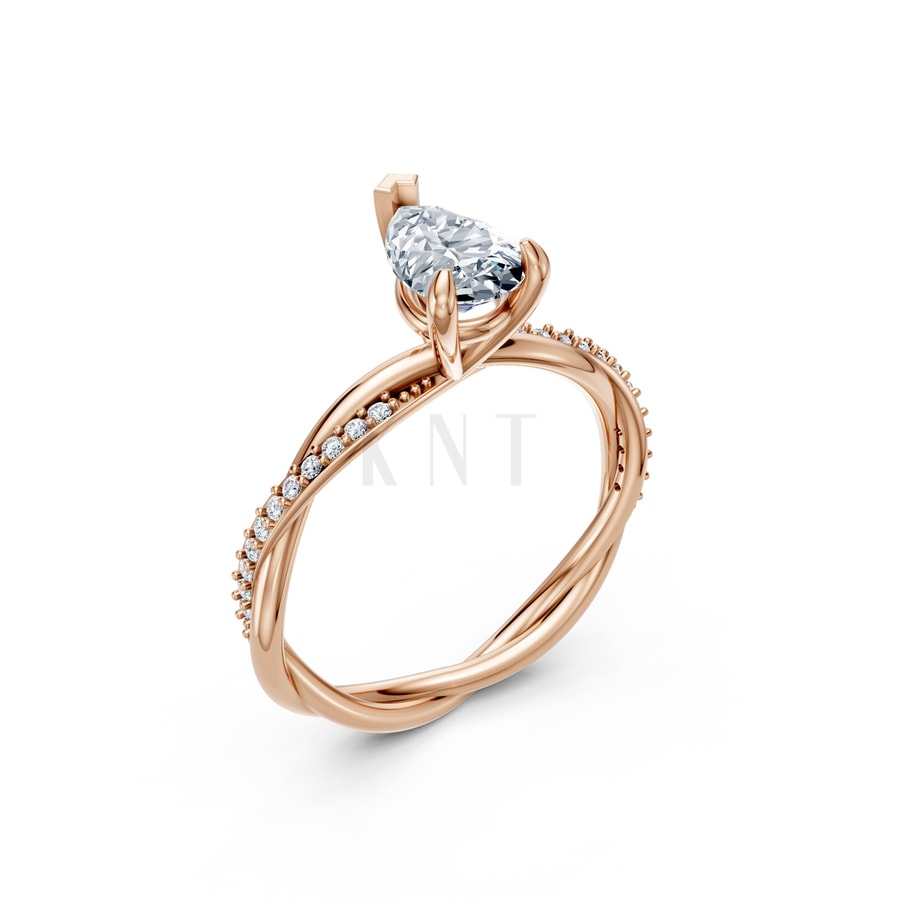 Nhẫn đính hôn đá Moissanite RM7 – AUBREE vàng hồng Rose Gold họa tiết ấn tượng, cá tính