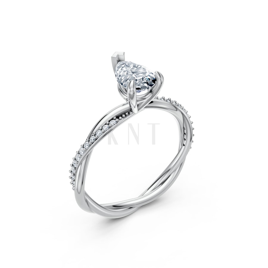 Nhẫn đính hôn đá Moissanite RM7 – AUBREE vàng trắng White Gold kiểu dáng hiện đại, nổi bật