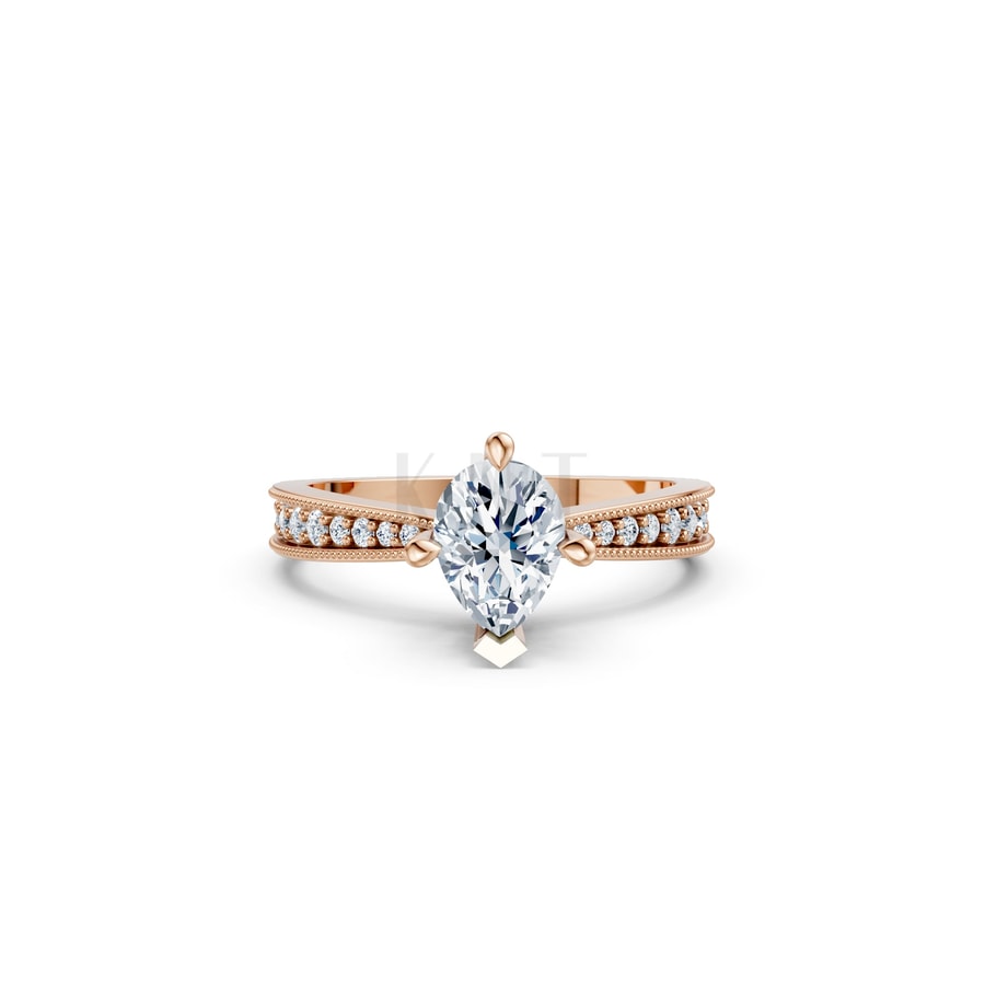 Nhẫn đính hôn đá Moissanite RM8 – ASTRID vàng hồng Rose Gold thiết kế đối xứng, phong cách, ấn tượng