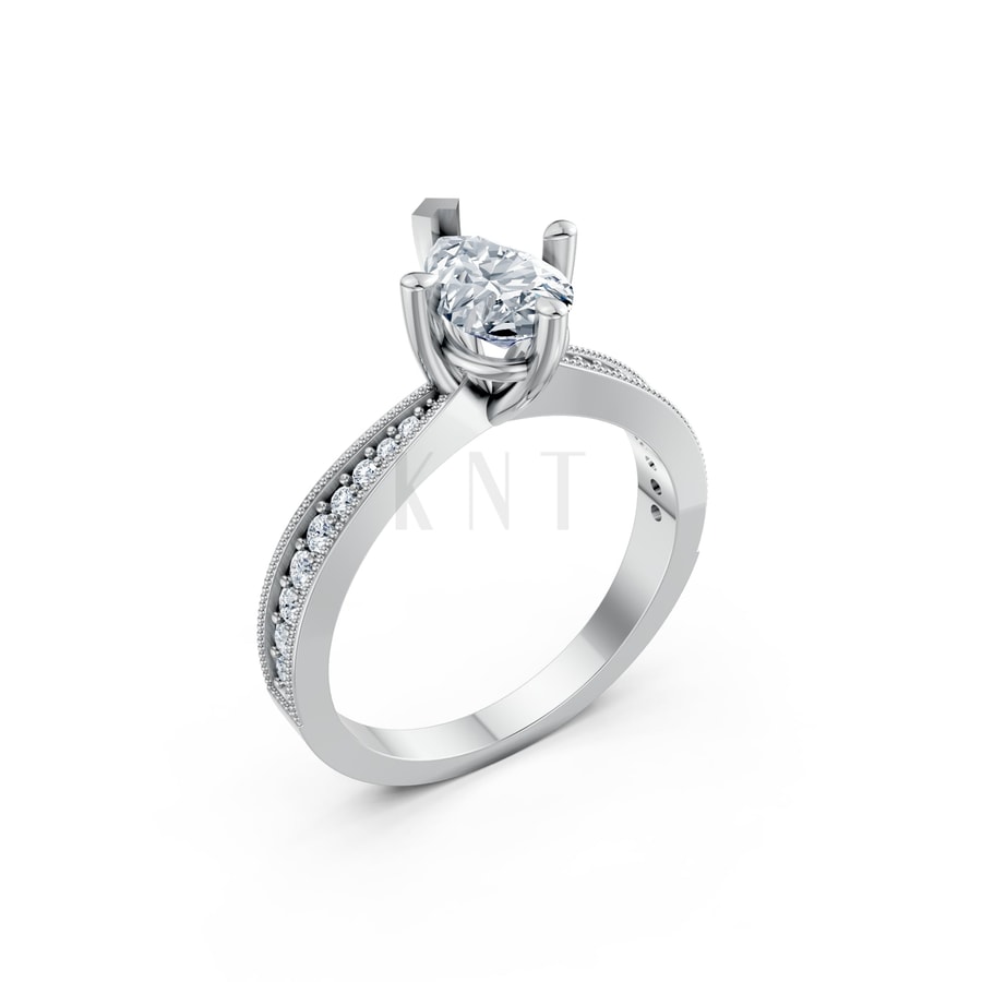 Nhẫn đính hôn đá Moissanite RM8 – ASTRID vàng trắng White Gold kiểu dáng hiện đại, nổi bật
