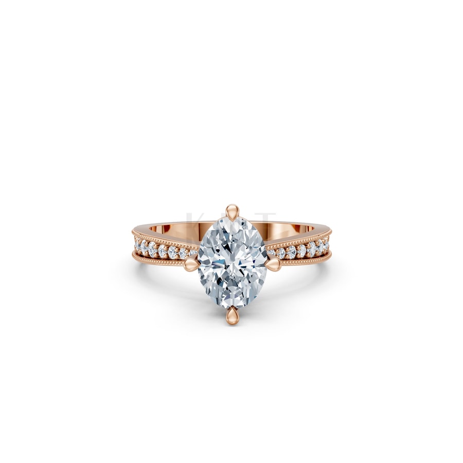 Nhẫn đính hôn đá Moissanite RM9 – ARIN vàng hồng Rose Gold thiết kế đối xứng, phong cách, ấn tượng