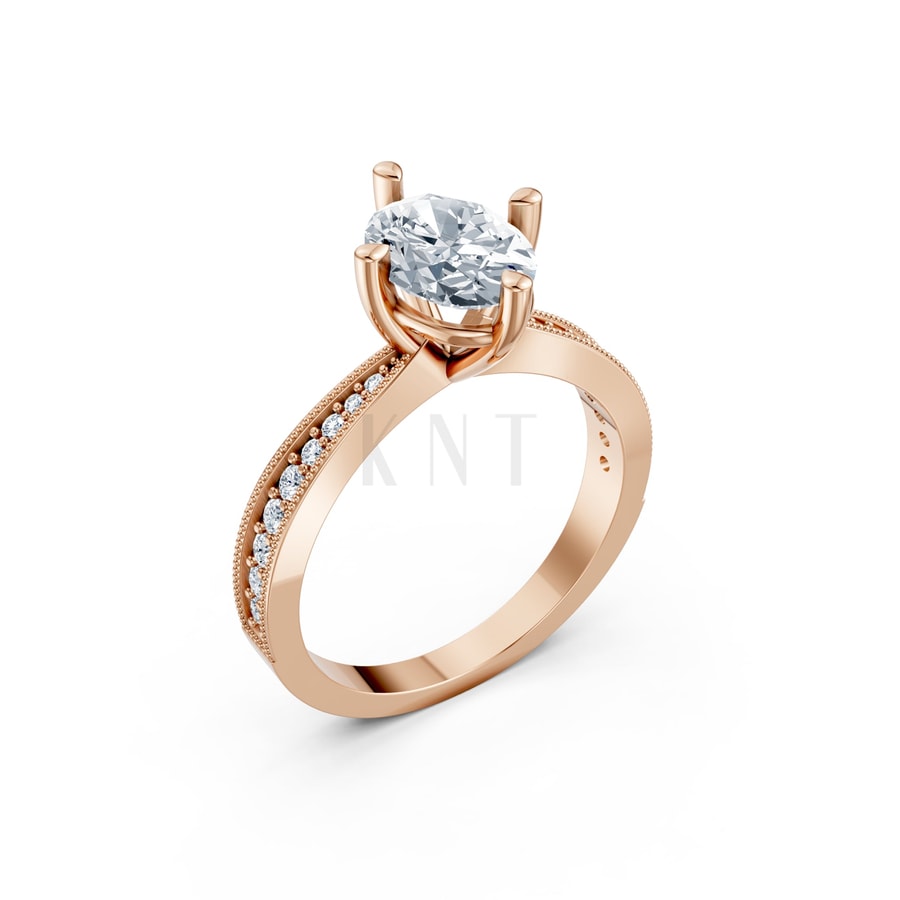Nhẫn đính hôn đá Moissanite RM9 – ARIN vàng hồng Rose Gold họa tiết ấn tượng, cá tính