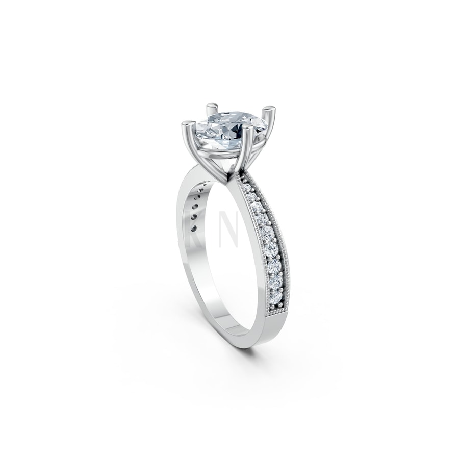 Nhẫn đính hôn đá Moissanite RM9 – ARIN vàng trắng White Gold vàng sáng, đường nét sắc sảo, tinh tế