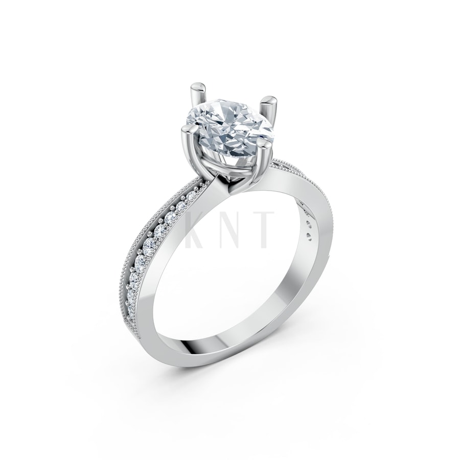Nhẫn đính hôn đá Moissanite RM9 – ARIN vàng trắng White Gold kiểu dáng hiện đại, nổi bật