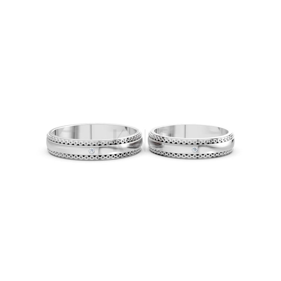 Nhẫn cưới A151 vàng trắng White Gold kiểu dáng cá tính, hiện đại