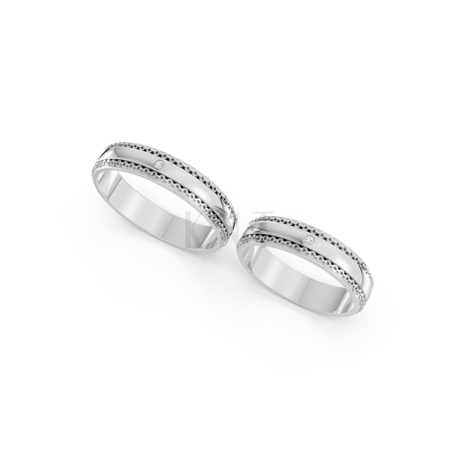 Nhẫn cưới A151 vàng trắng White Gold vàng sáng, đường nét sắc sảo, tinh tế