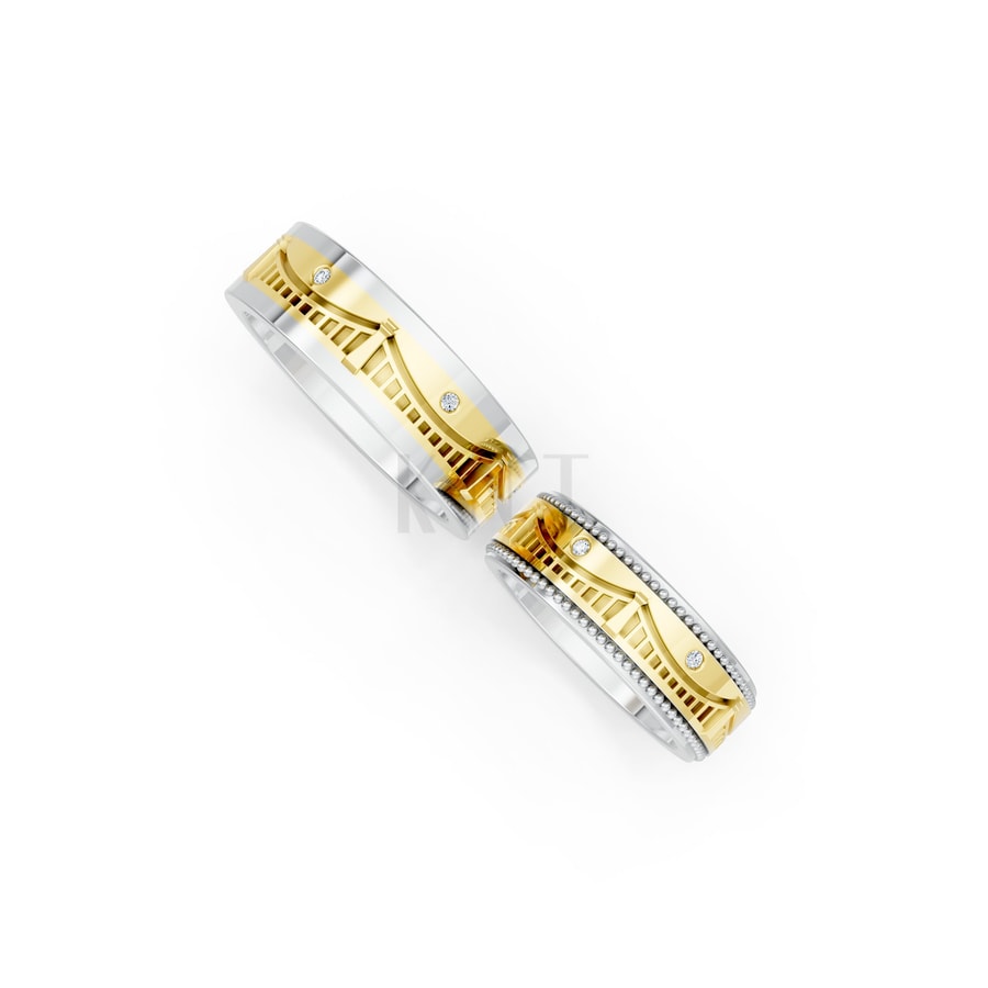 Nhẫn Cưới Collab Hungary – CL33 phối màu Dual Color thiết kế đối xứng, phong cách, ấn tượng