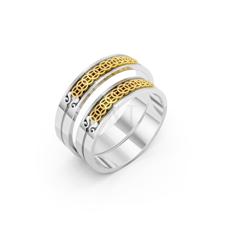 Nhẫn cưới E907 phối màu Dual Color họa tiết ấn tượng, cá tính