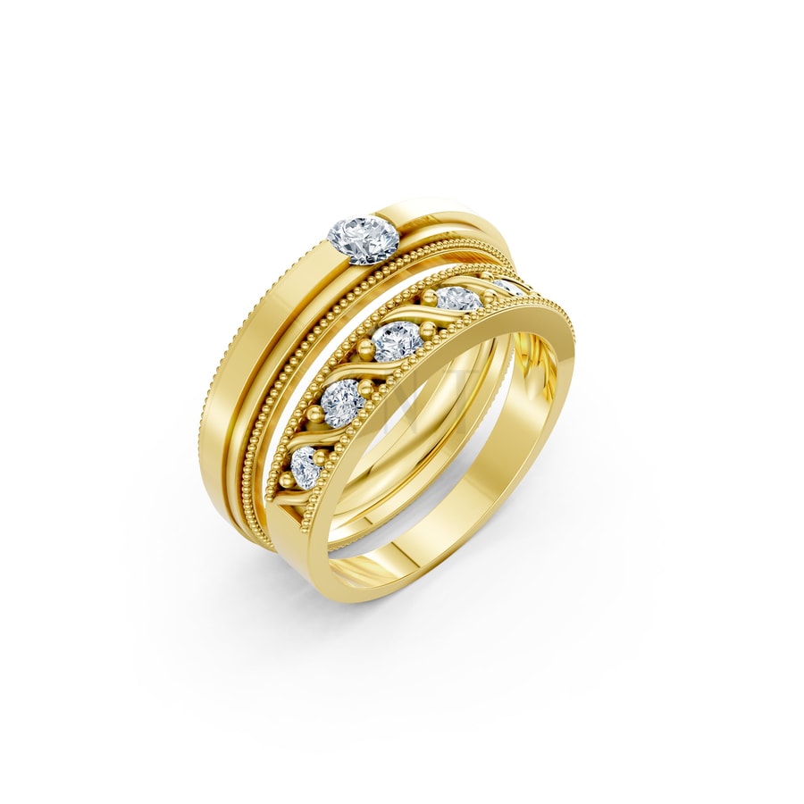 Nhẫn cưới F104 Vàng Gold thiết kế tinh tế, sang trọng