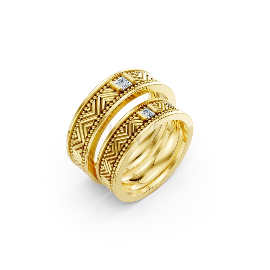 Nhẫn cưới F202 Vàng Gold thiết kế tinh tế, sang trọng