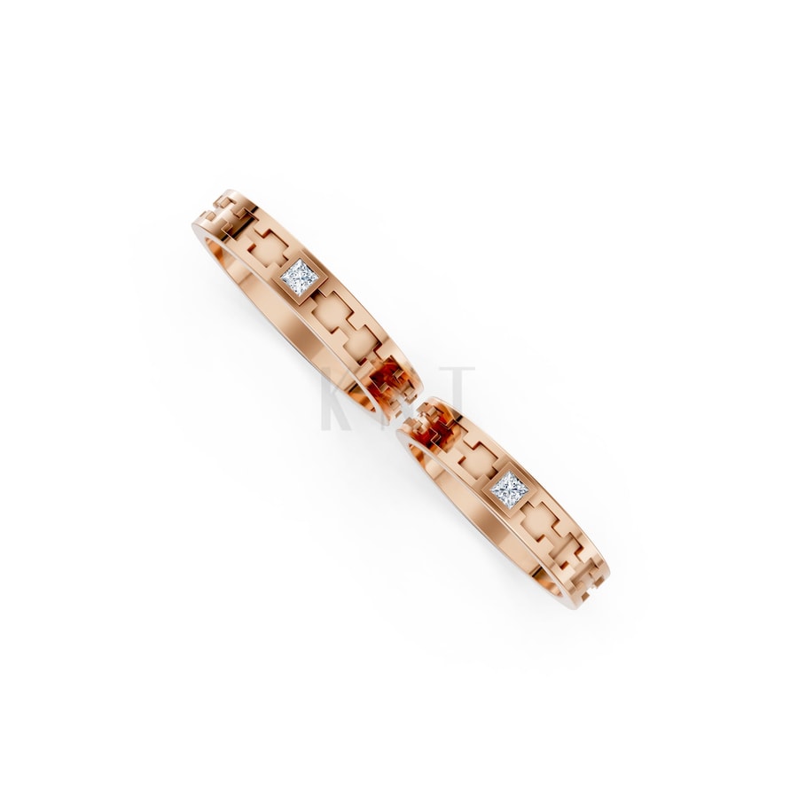 Nhẫn cưới F307 vàng hồng Rose Gold vàng đẹp, kiểu dáng trẻ trung, độc đáo