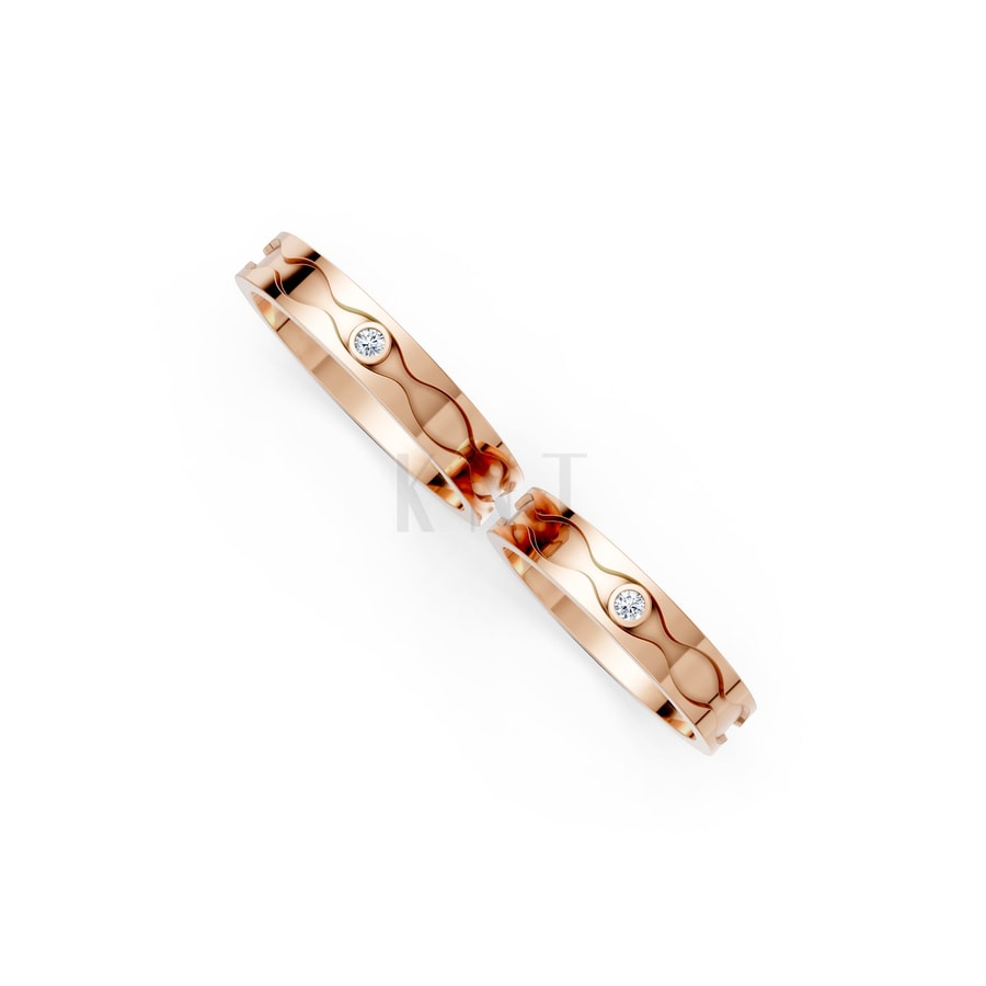 Nhẫn cưới F307A vàng hồng Rose Gold vàng đẹp, kiểu dáng trẻ trung, độc đáo