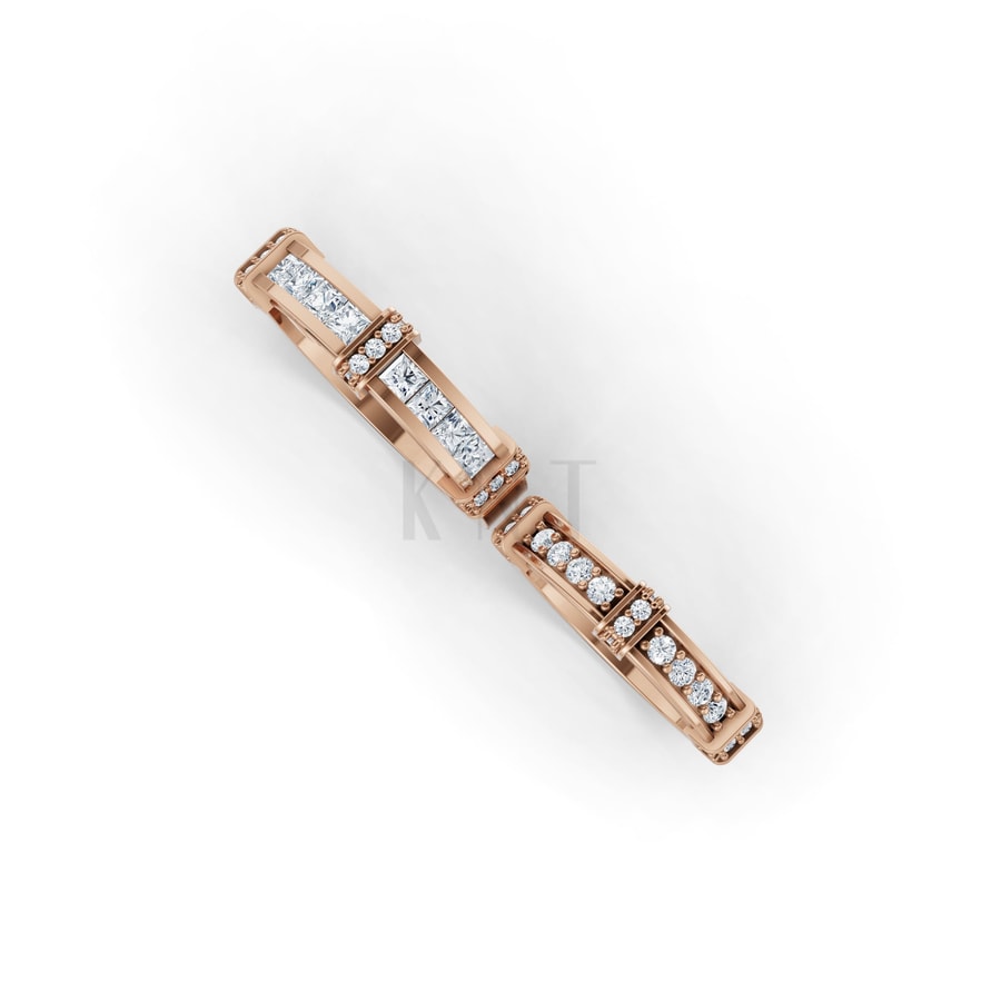 Nhẫn cưới F318 vàng hồng Rose Gold thiết kế đối xứng, phong cách, ấn tượng