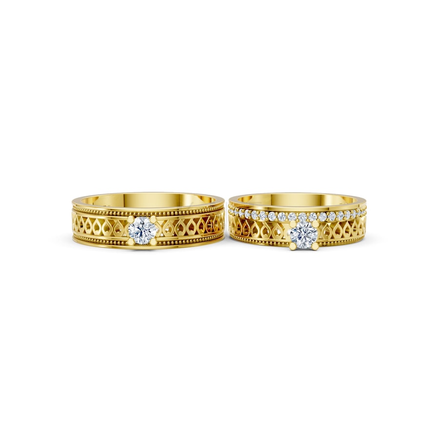 Nhẫn cưới F320 Vàng Gold vàng 10K/14K/18K/607 cao cấp, thanh lịch