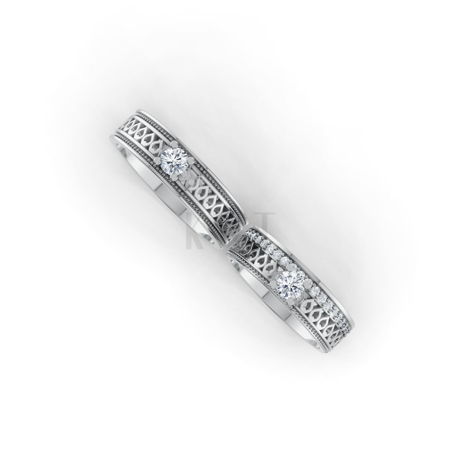 Nhẫn cưới F320 vàng trắng White Gold vàng sáng, đường nét sắc sảo, tinh tế