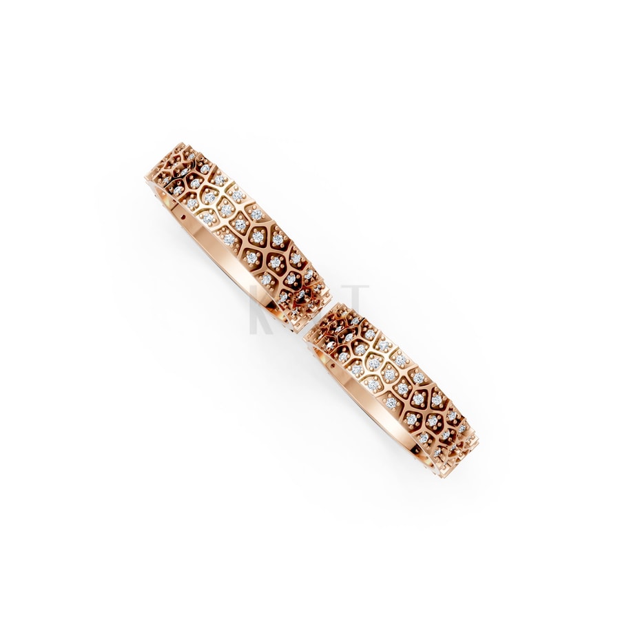 Nhẫn cưới F322 vàng hồng Rose Gold thiết kế đối xứng, phong cách, ấn tượng