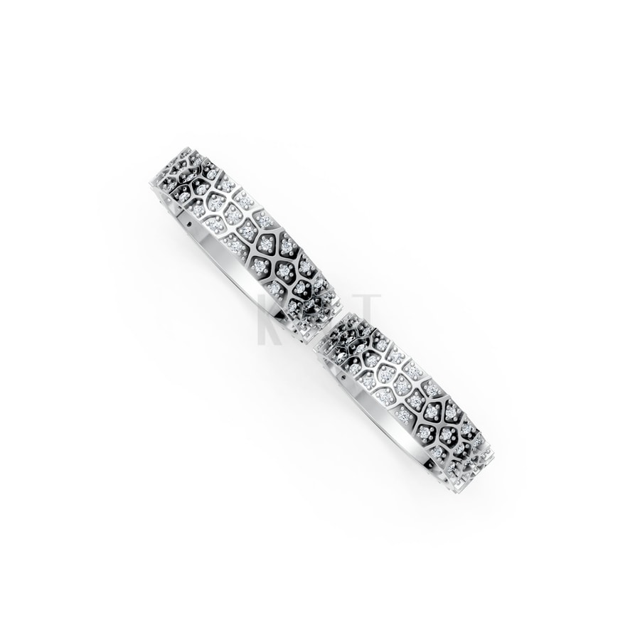 Nhẫn cưới F322 vàng trắng White Gold kiểu dáng cá tính, hiện đại