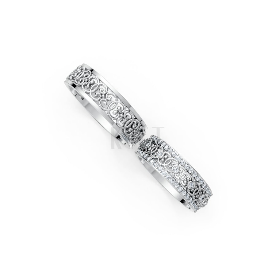 Nhẫn cưới F326 vàng trắng White Gold vàng sáng, đường nét sắc sảo, tinh tế