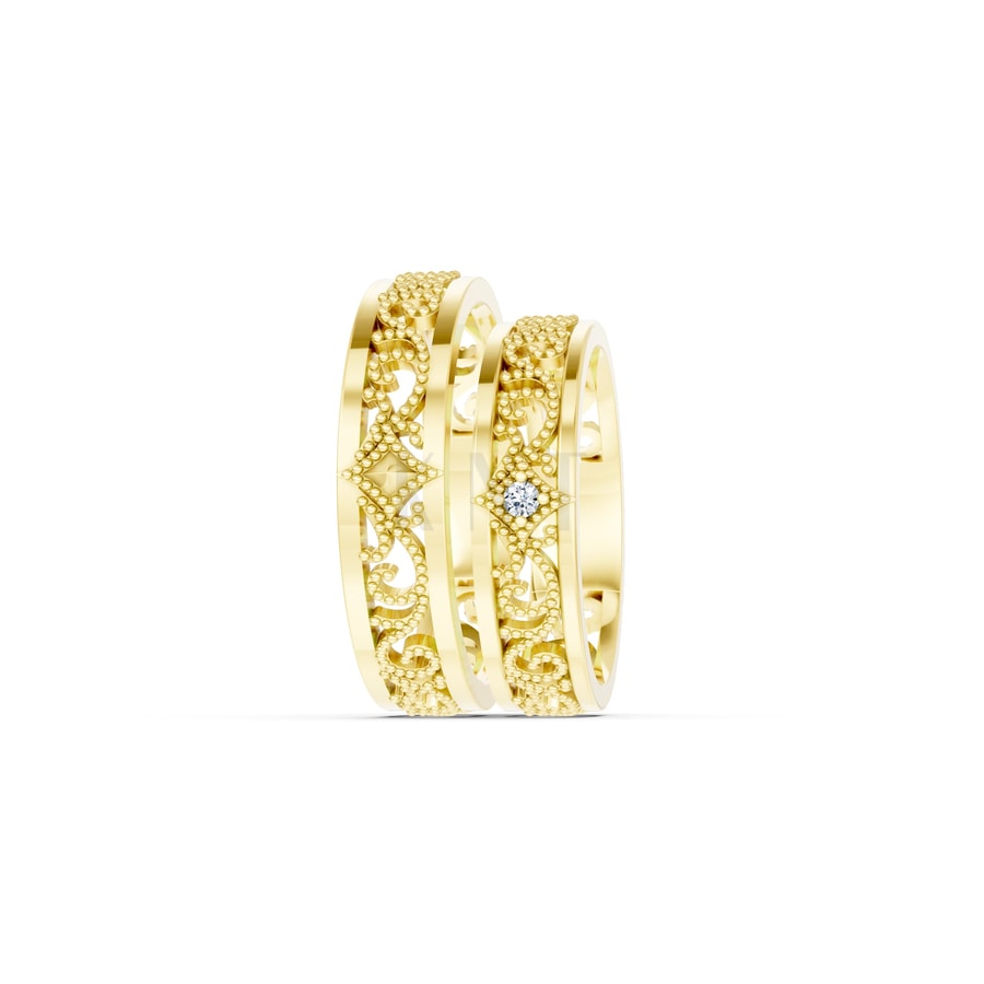 Nhẫn cưới F51 Vàng Gold vàng 10K/14K/18K/607 cao cấp, thanh lịch